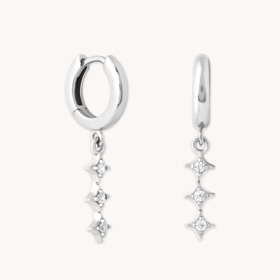 Cosmic Star Crystal Huggies in Silver - Earrings - Astrid &amp; Miyu