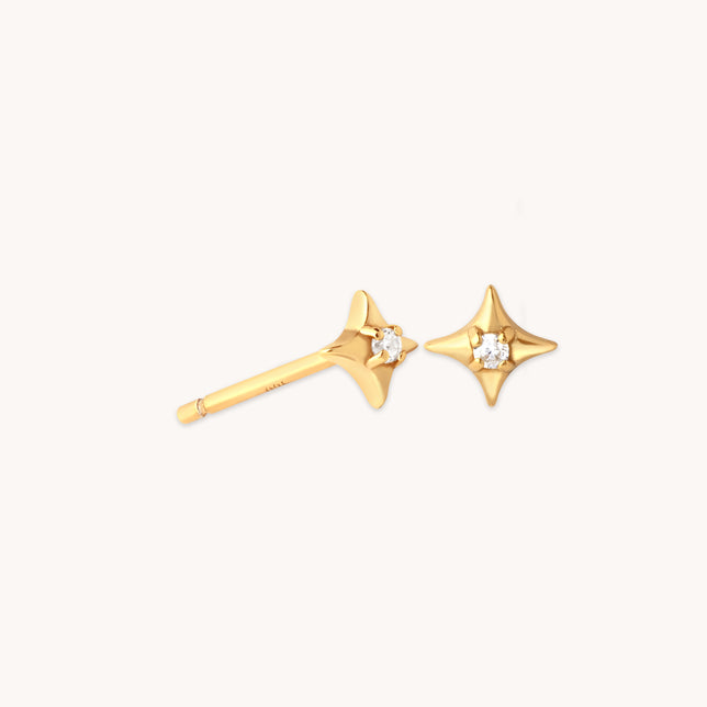 Cosmic Star Gem Stud Earrings in Gold