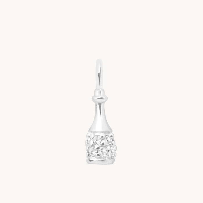 Motif Charms - Champagne Bottle Charm 9k White Gold - Welding Charm - Astrid &amp; Miyu