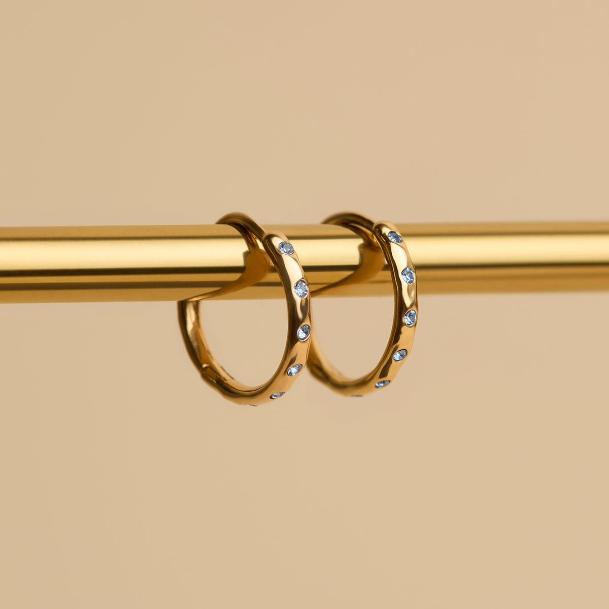 Molten Blue Crystal Hoops in Gold-Astrid &amp; Miyu