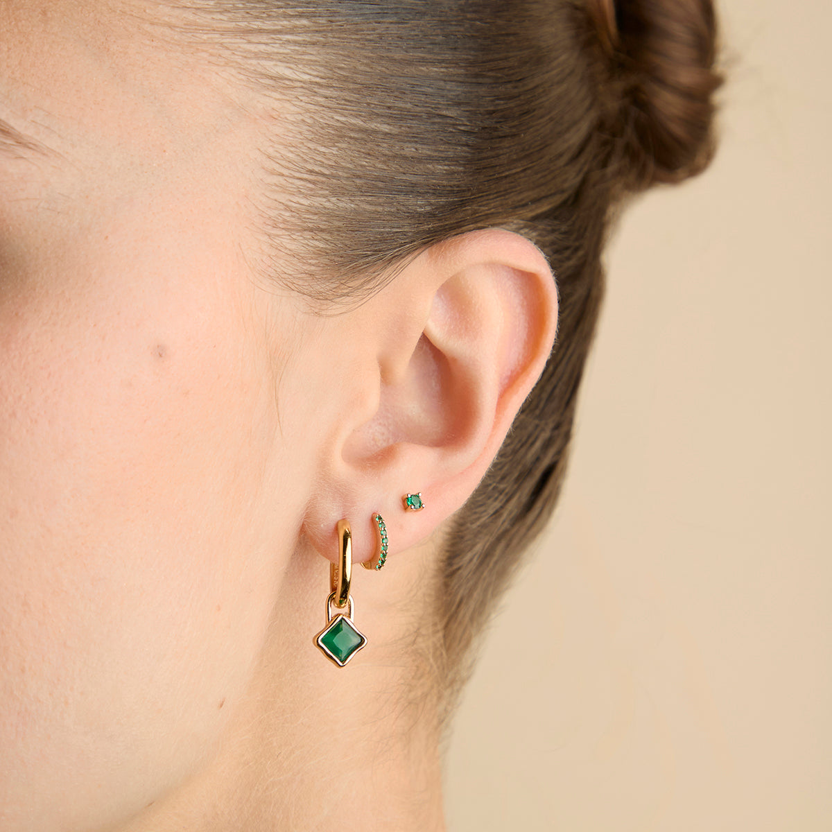 Green Agate May Clip Charm in Gold-Astrid &amp; Miyu