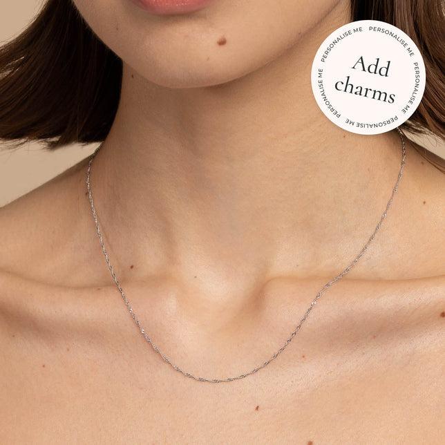 Charm Compatible Necklaces & Bracelets - Astrid Chain Necklace in Solid White Gold - - Astrid & Miyu