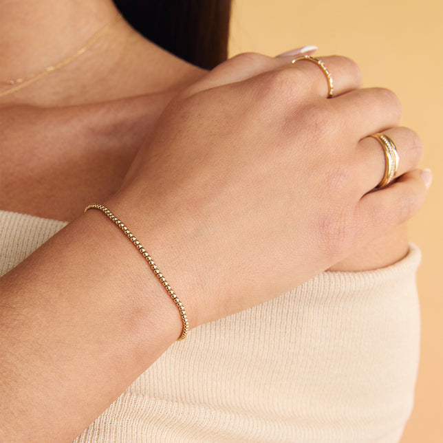 Bracelets - Beaded Bracelet in Solid Gold - Bracelets - Astrid & Miyu