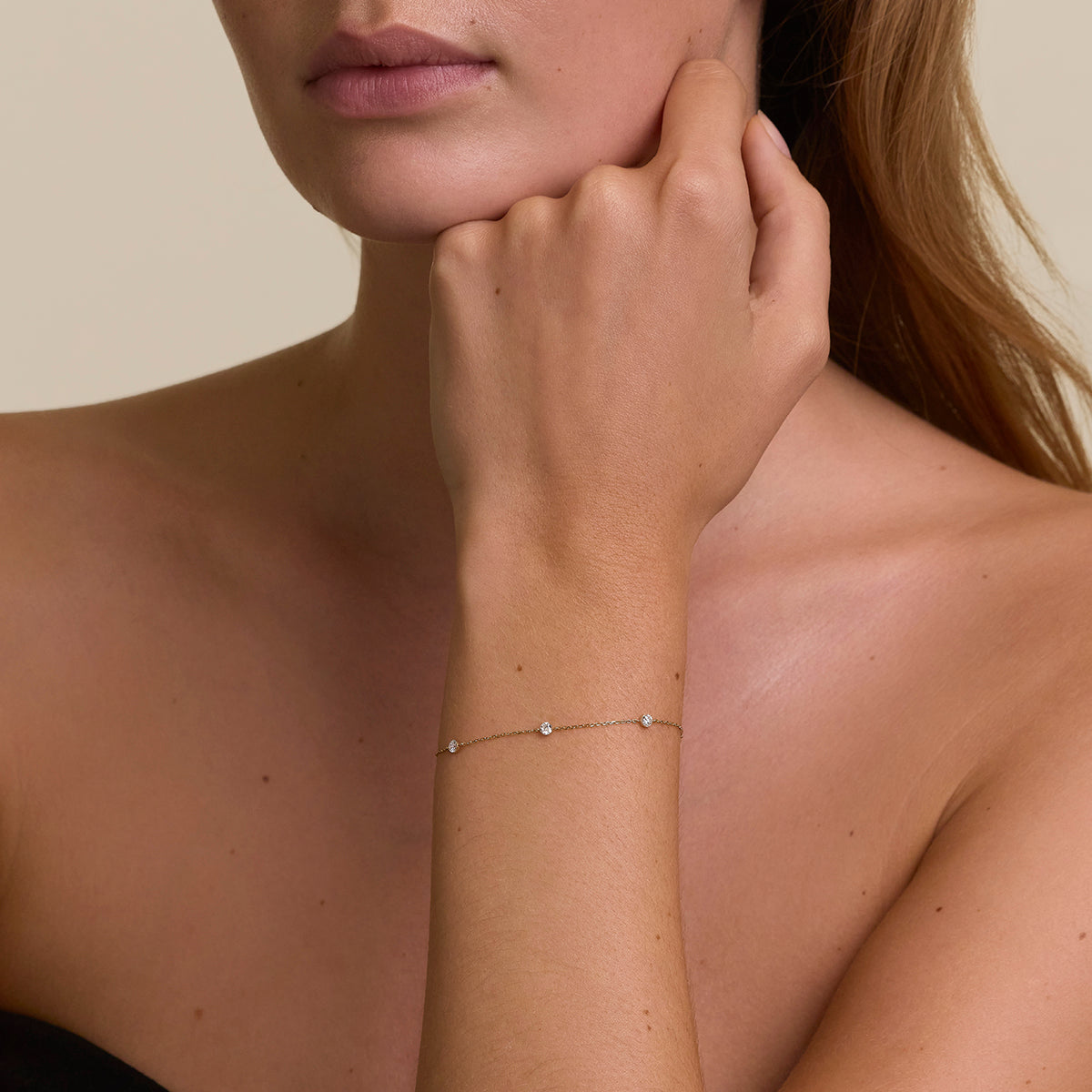 Floating Diamond Charm Bracelet in Solid Gold