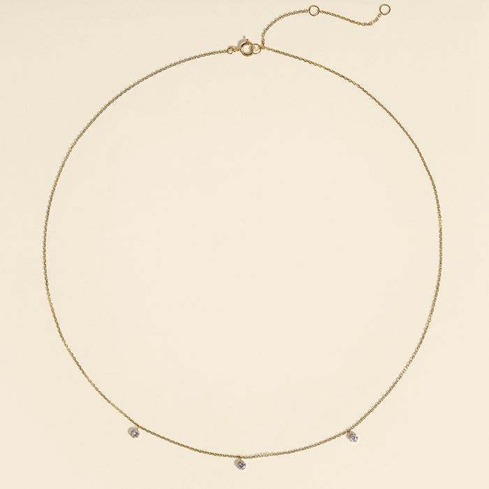 Floating Diamond Charm Necklace in Solid Gold