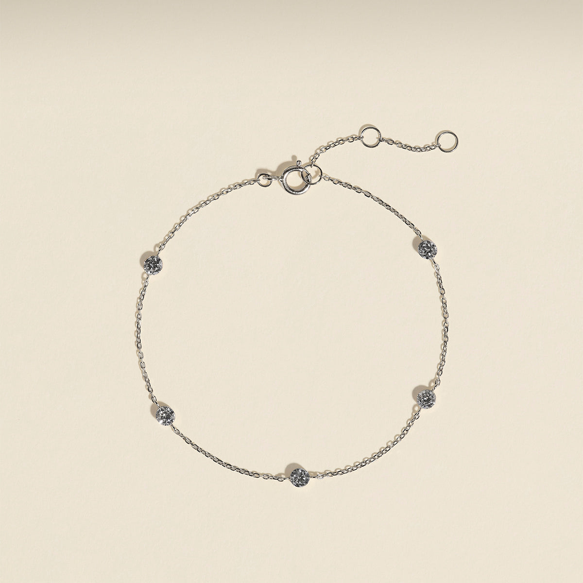Floating Diamond Charm Necklace in Solid White Gold