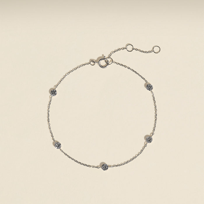 Floating Diamond Charm Necklace in Solid White Gold