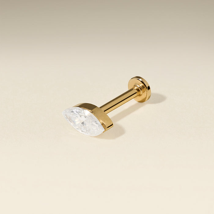 Floating Marquise Diamond Piercing Stud in Solid Gold
