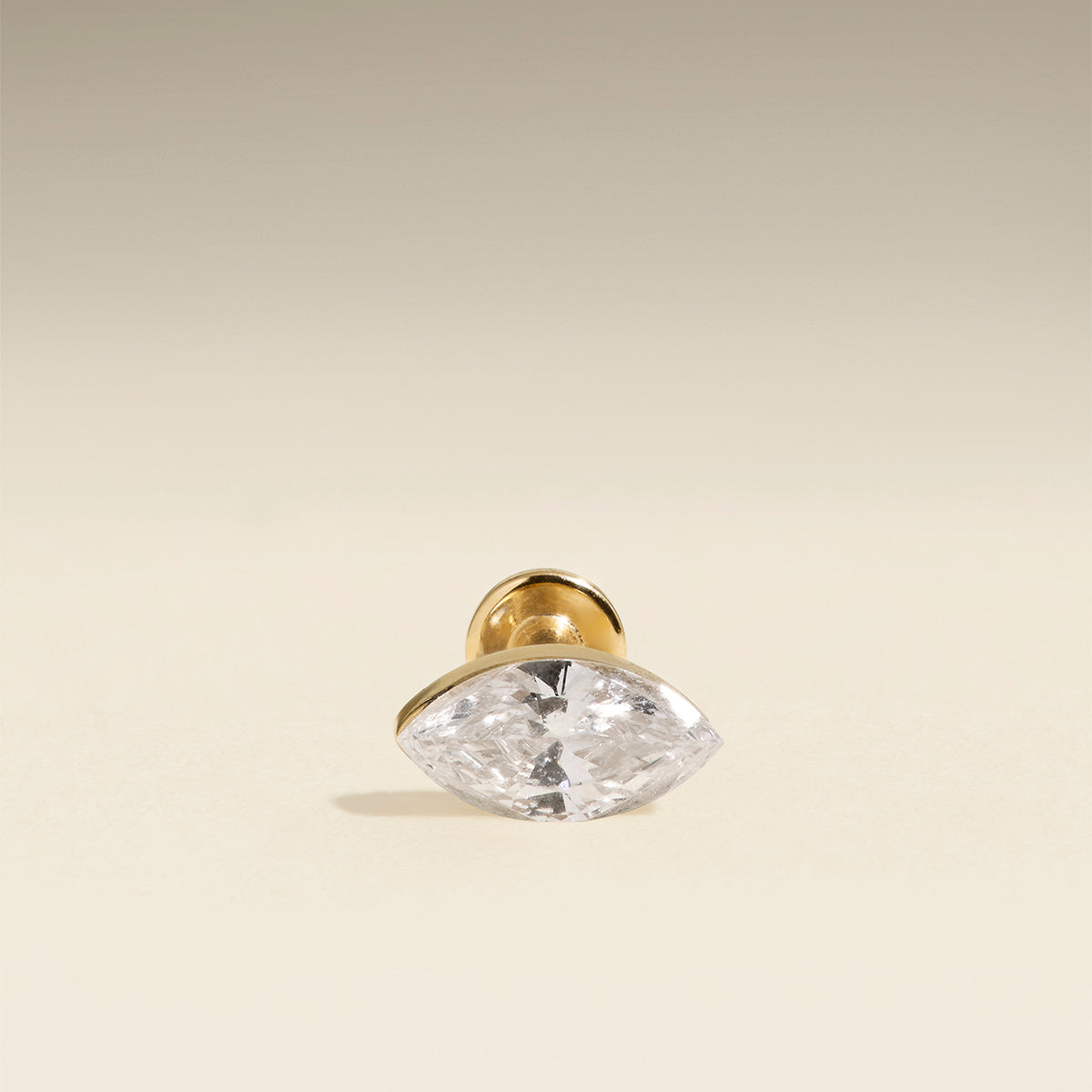 Floating Marquise Diamond Piercing Stud in Solid Gold