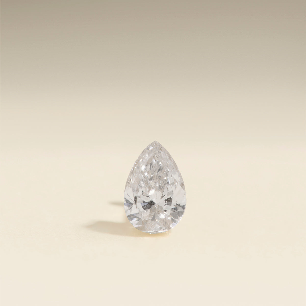 Floating Pear Diamond Piercing Stud in Solid White Gold