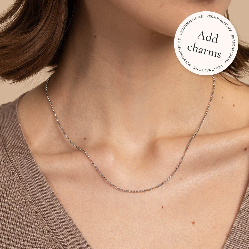 Gold Necklaces - Chelsea Story Chain Necklace in Solid White Gold - Story Chain - Astrid &amp; Miyu