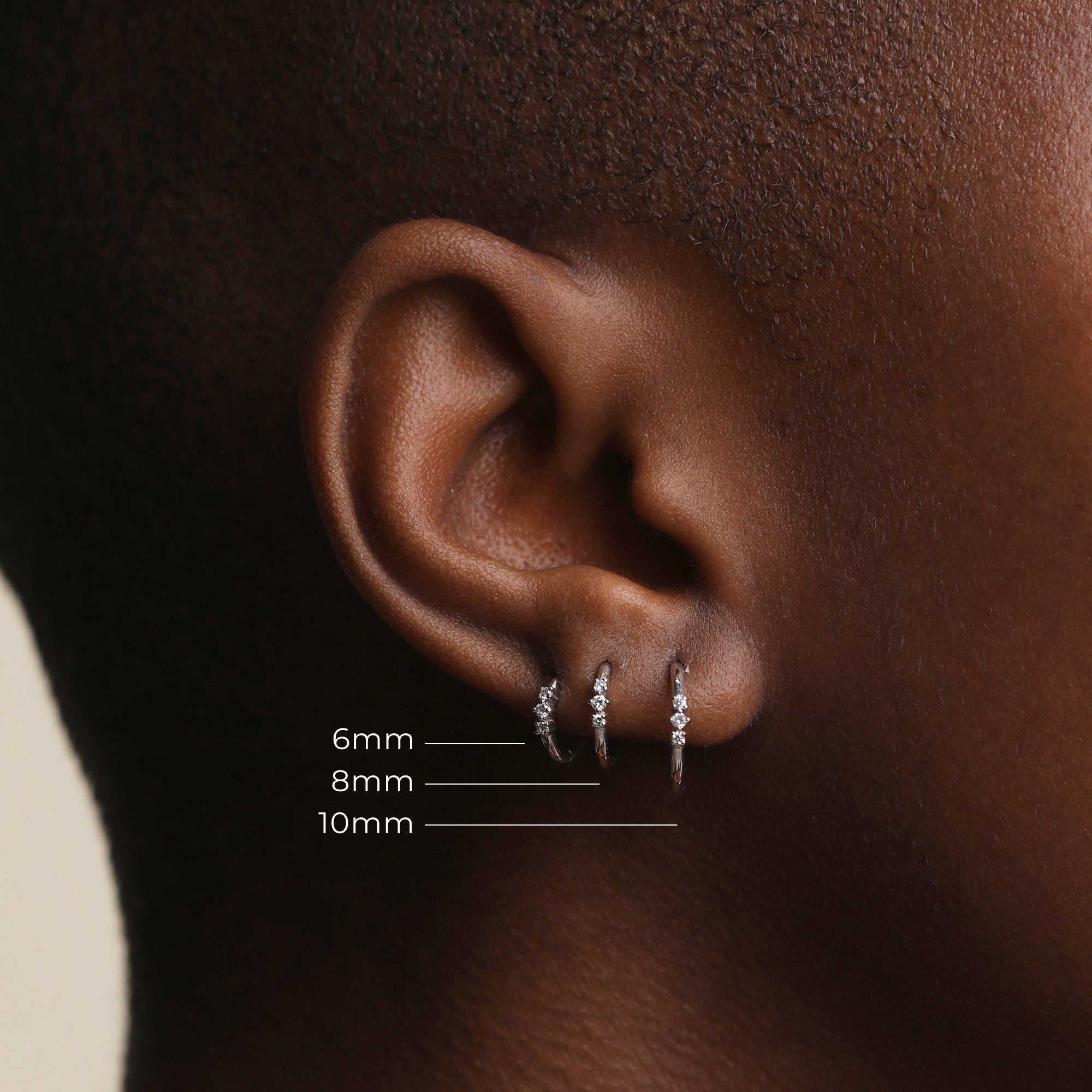 Diamond Triology Seamless Piercing Hoop in Solid White Gold-Astrid &amp; Miyu