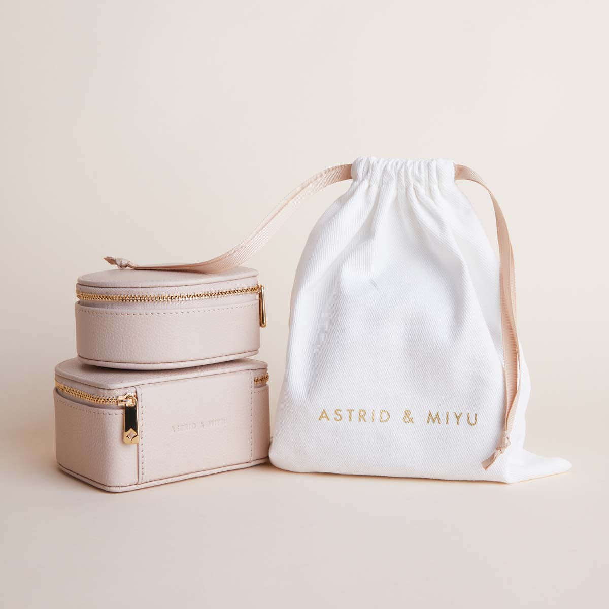 Jewellery Boxes - Leather Travel Jewellery Box in Fawn Sand - Jewellery Box - Astrid &amp; Miyu