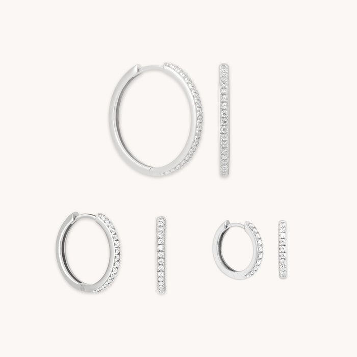 Crystal Hoops Gift Set in Silver-Astrid &amp; Miyu