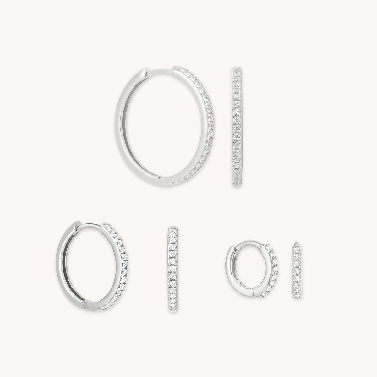 Crystal Hoop to Huggie Gift Set in Silver-Astrid &amp; Miyu