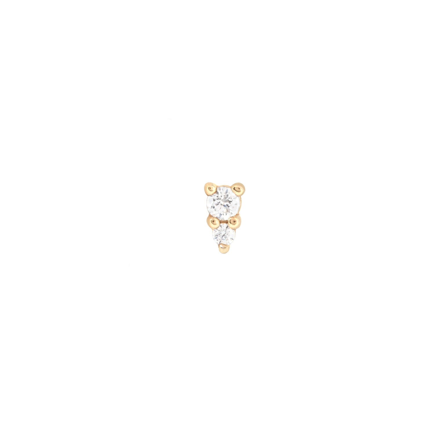 April White Topaz - Stacked Topaz Piercing Stud in Solid Gold - - Astrid &amp; Miyu