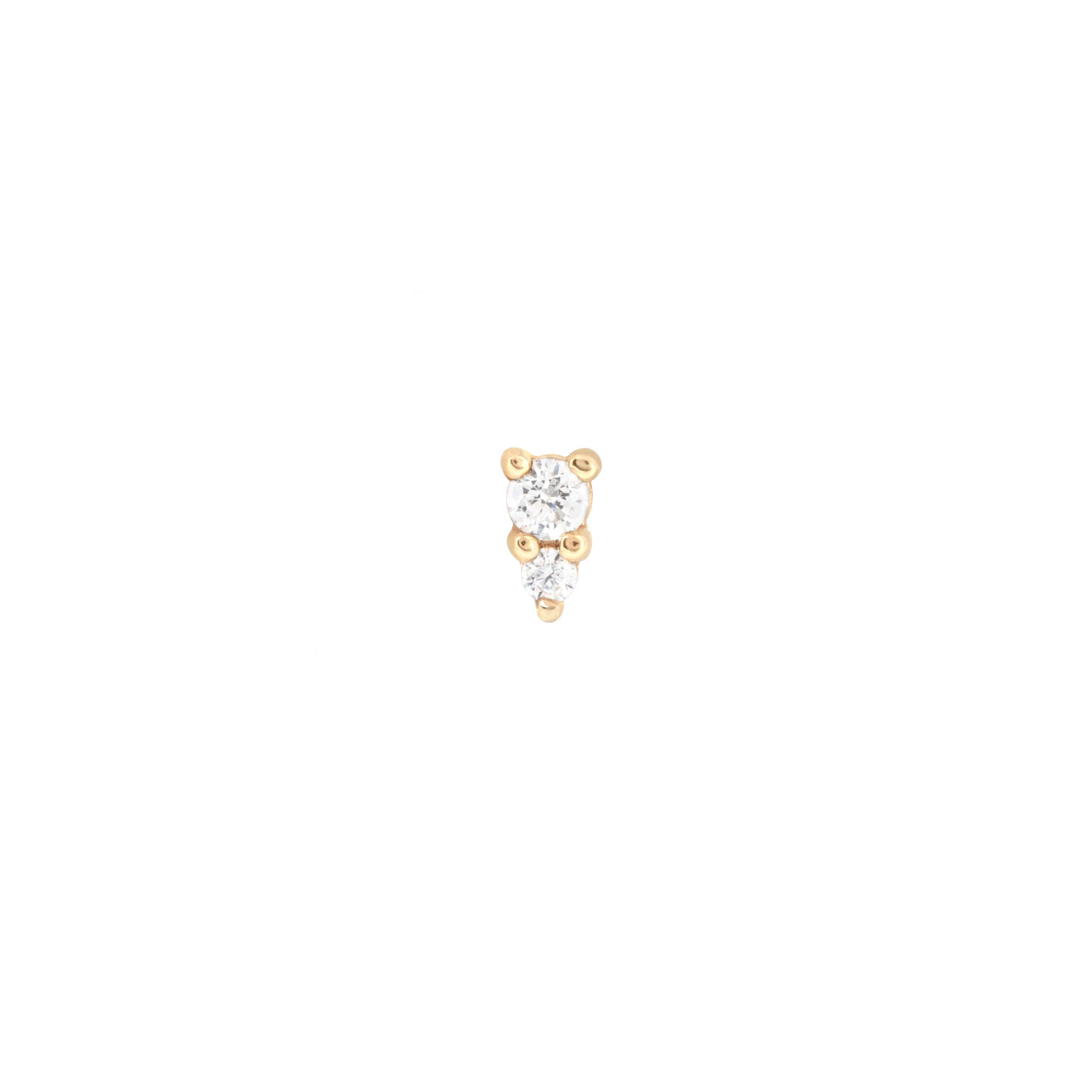 April White Topaz - Stacked Topaz Piercing Stud in Solid Gold - - Astrid &amp; Miyu