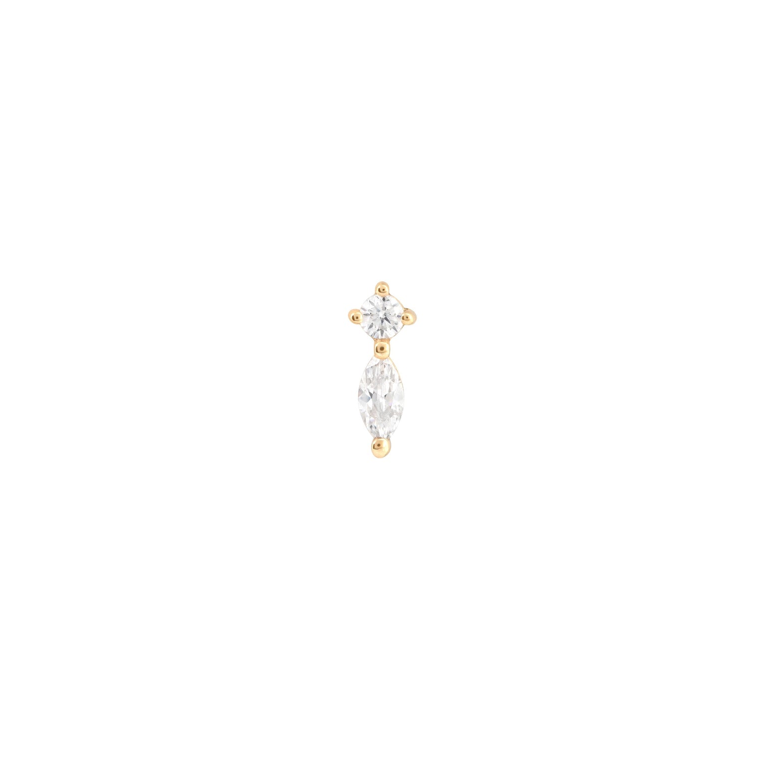 April White Topaz - Topaz Teardrop Piercing Stud in Solid Gold - - Astrid &amp; Miyu