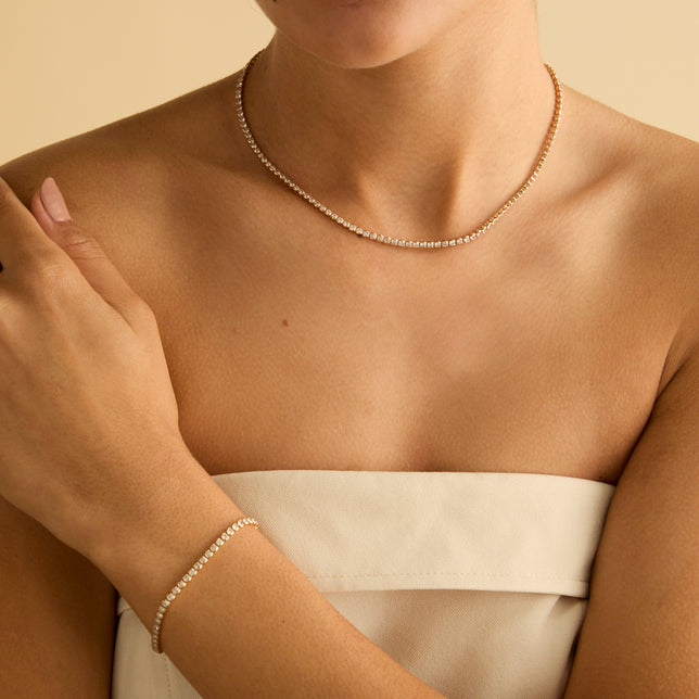 18k Gold Plated Jewellery - Gleam Tennis Chain Gift Set in Gold - Stacking Sets - Astrid & Miyu