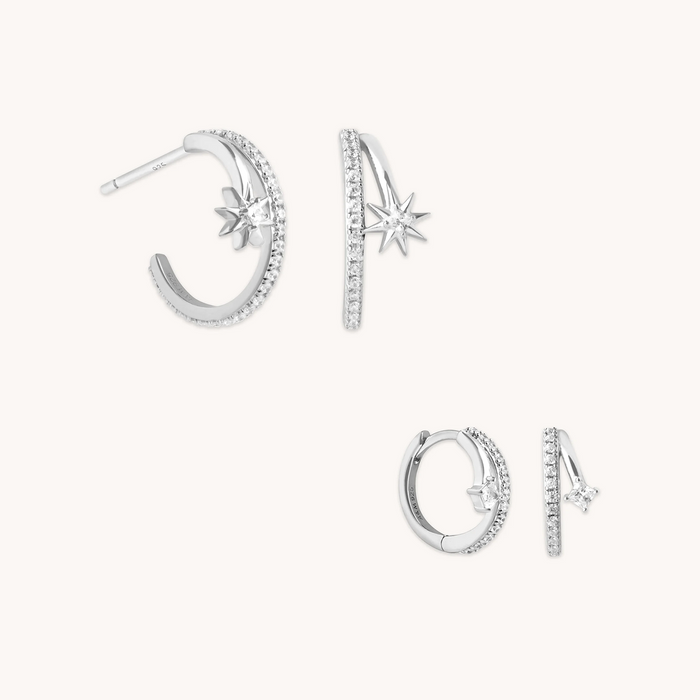 Bold Zodiacs & Zodiac Gift Sets - Cosmic Illusion Gift Set in Silver - Stacking Sets - Astrid &amp; Miyu