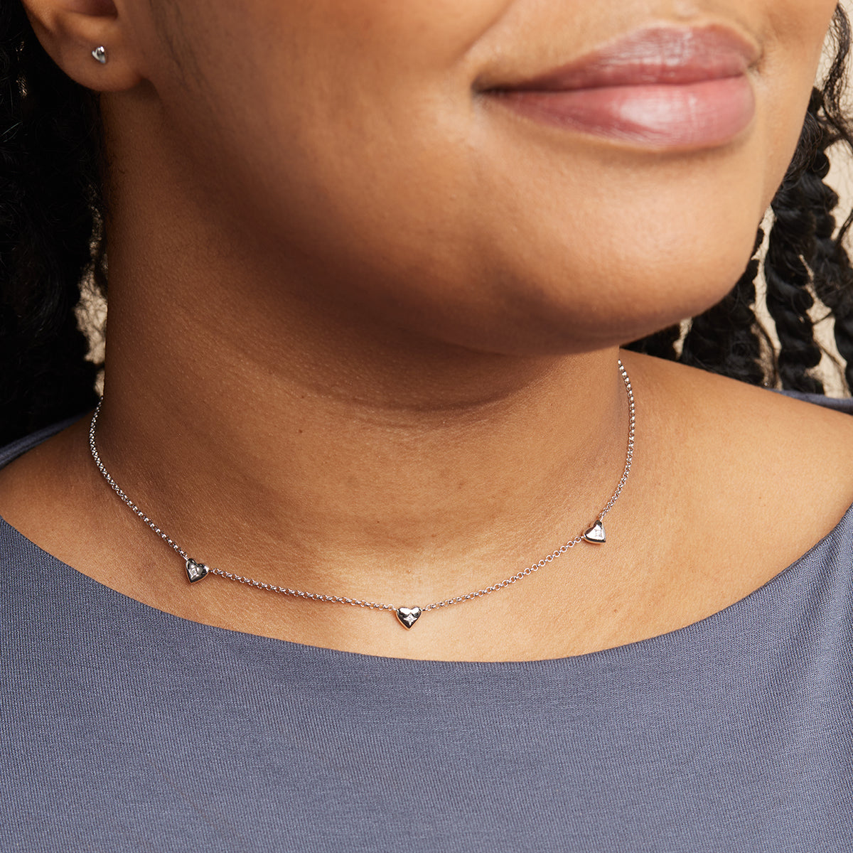 Charm Necklaces - Heart Charm Necklace in Silver - Charm Necklaces - Astrid &amp; Miyu