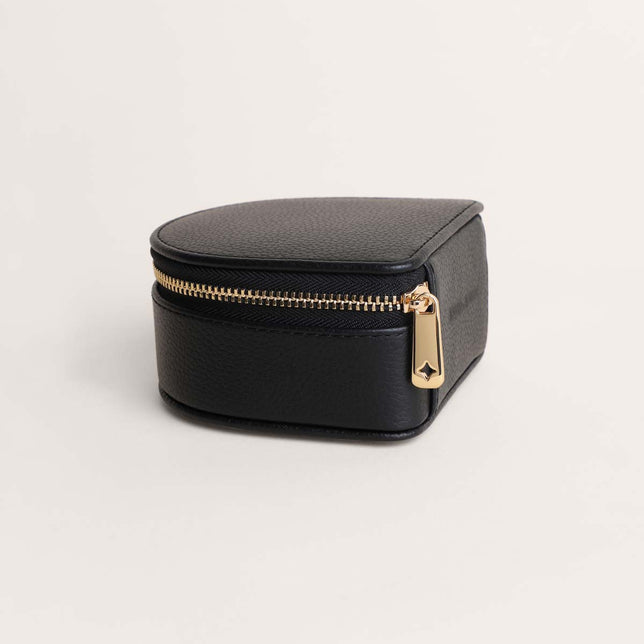 Jewellery Boxes - Leather Travel Jewellery Box in Black - Jewellery Box - Astrid & Miyu