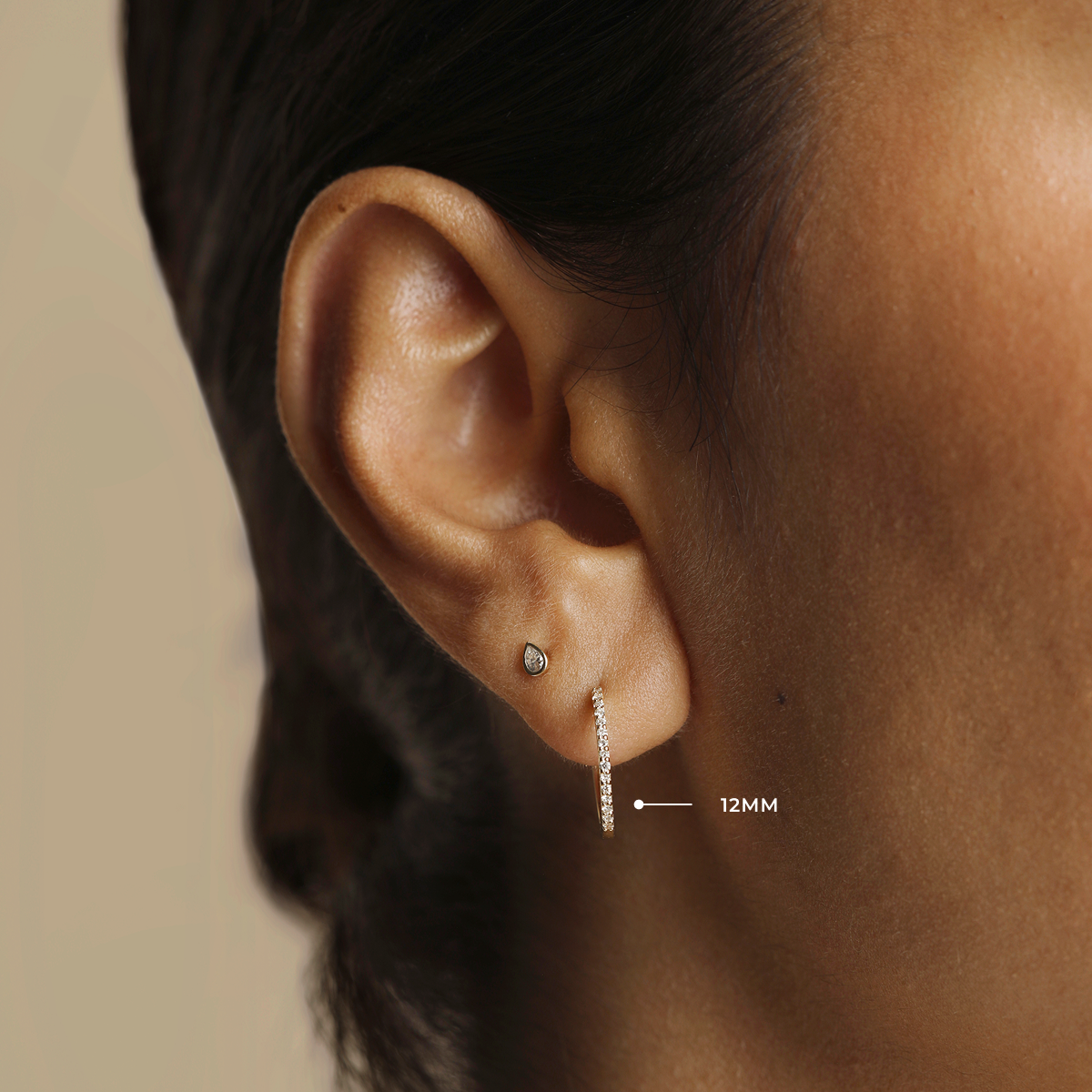 Diamond Pavé Hoops in Solid Gold-Astrid &amp; Miyu