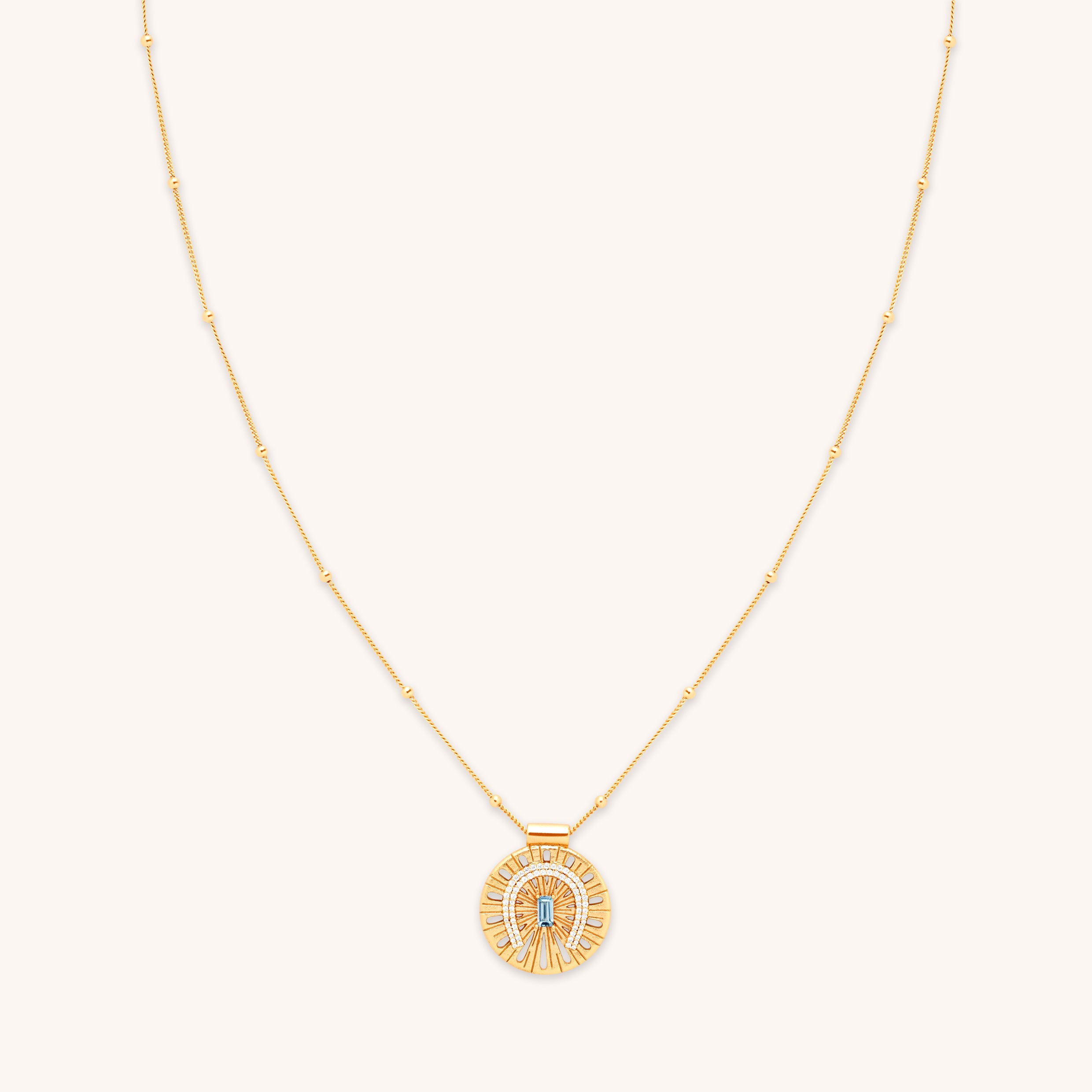 18k Gold Plated Jewellery - Horseshoe Pendant Necklace in Gold - Pendant Necklace - Astrid &amp; Miyu