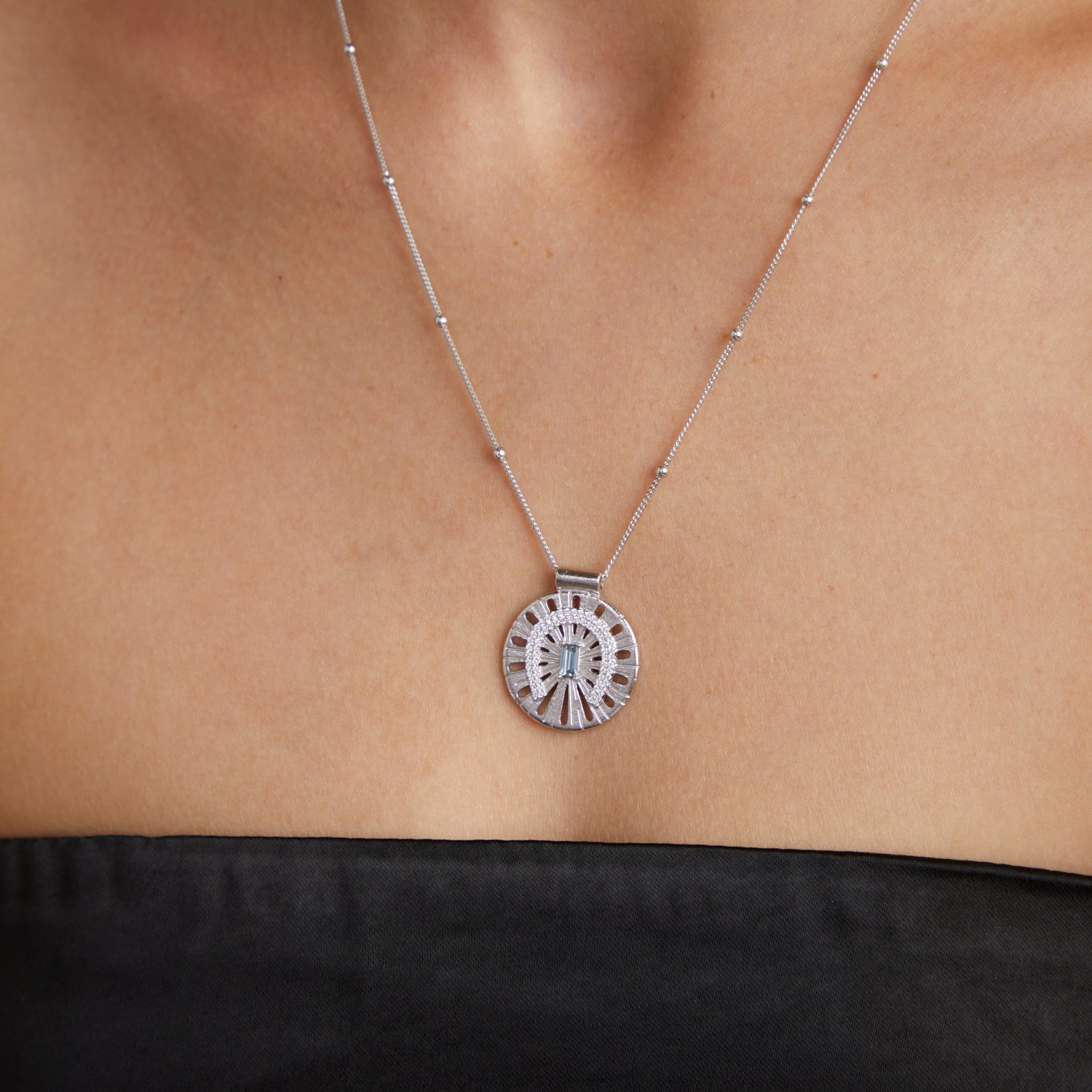 Gemstone Necklaces - Horseshoe Pendant Necklace in Silver - Pendant Necklace - Astrid &amp; Miyu