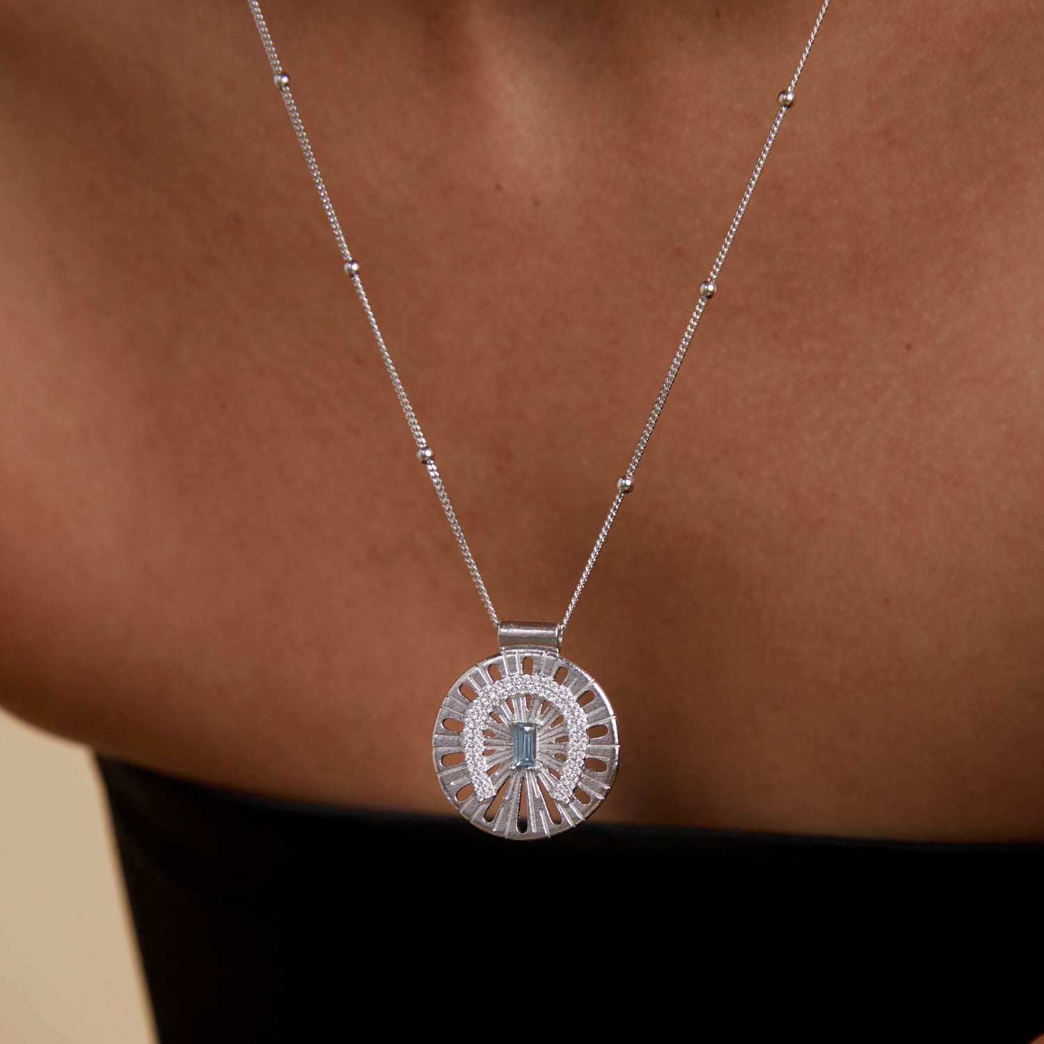 Gemstone Necklaces - Horseshoe Pendant Necklace in Silver - Pendant Necklace - Astrid &amp; Miyu