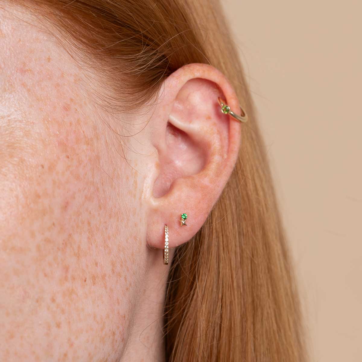 Birthstone Earrings - May Tsavorite Birthstone Earrings in Solid Gold - Stud Earrings - Astrid &amp; Miyu