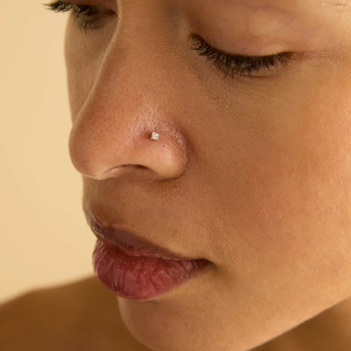 Conch Piercing Jewellery - Micro Crystal Titanium Piercing Stud in Platinum - Piercing Stud - Astrid &amp; Miyu