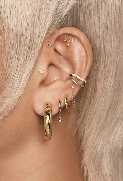 Celestial Crystal Huggies in Gold