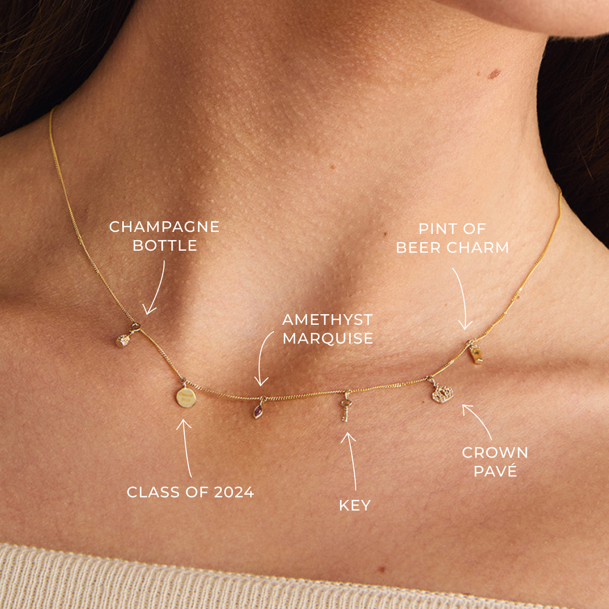 Motif Charms - Champagne Bottle Charm 9k Gold - Welding Charm - Astrid &amp; Miyu