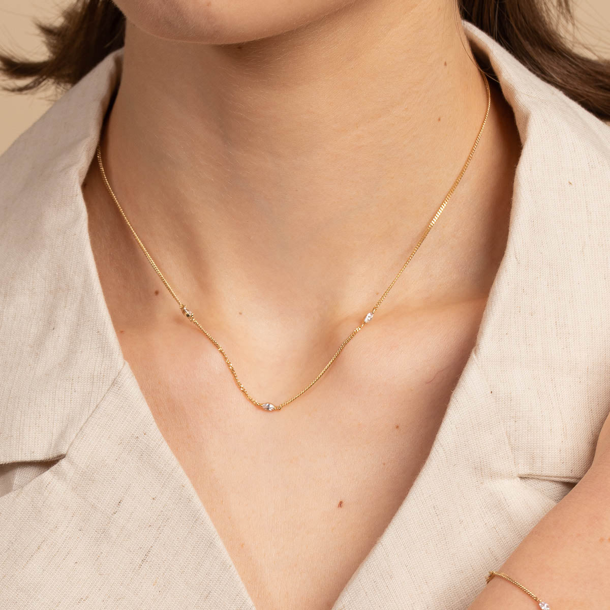 Bold Zodiacs & Zodiac Gift Sets - Navette Crystal Gift Set in Gold - Stacking Sets - Astrid &amp; Miyu