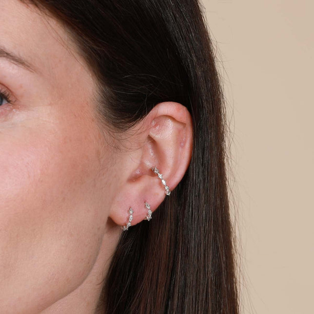 Cartilage Hoops - Navette Hoop 11.5mm in Silver - Individual Hoops - Astrid & Miyu