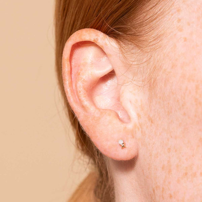 October Opal Birthstone Earrings in Solid Gold