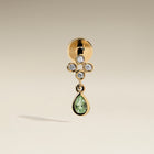 Diamond & Green Sapphire Charm Piercing Stud in Solid Gold-Astrid &amp; Miyu
