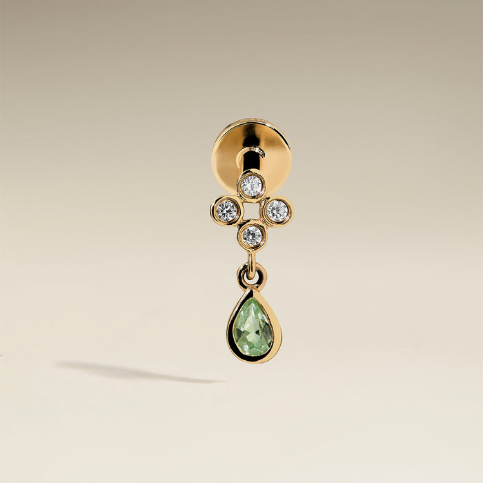 Diamond & Green Sapphire Charm Piercing Stud in Solid Gold-Astrid &amp; Miyu