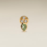 Diamond & Green Sapphire Cluster Piercing Stud in Solid Gold-Astrid &amp; Miyu