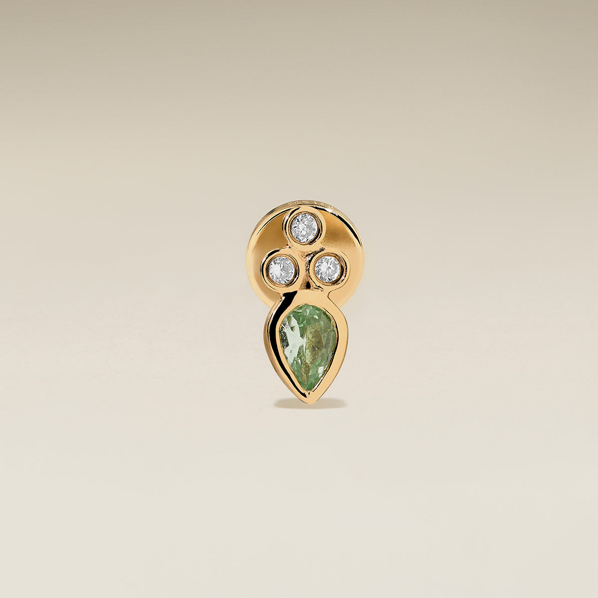 Diamond & Green Sapphire Cluster Piercing Stud in Solid Gold-Astrid &amp; Miyu