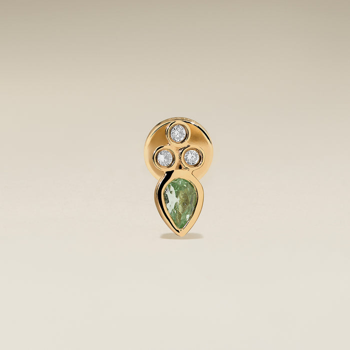 Diamond & Green Sapphire Cluster Piercing Stud in Solid Gold-Astrid &amp; Miyu