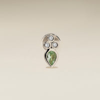 Diamond & Green Sapphire Cluster Piercing Stud in Solid White Gold-Astrid &amp; Miyu