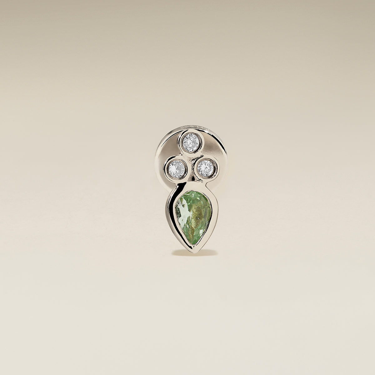 Diamond & Green Sapphire Cluster Piercing Stud in Solid White Gold-Astrid &amp; Miyu