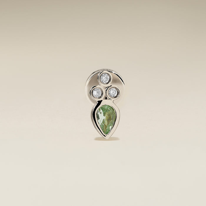 Diamond & Green Sapphire Cluster Piercing Stud in Solid White Gold-Astrid &amp; Miyu
