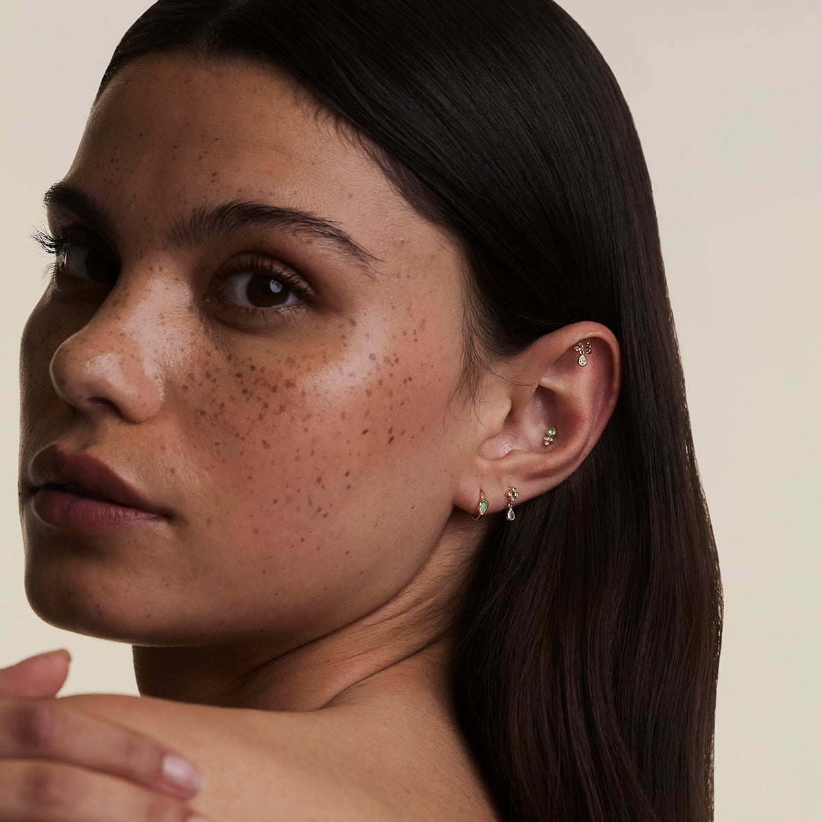Diamond Pear Multi Charm Hidden Helix in Solid Gold-Astrid &amp; Miyu
