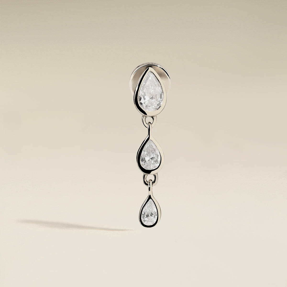 Diamond Pear Drop Stud in Solid White Gold-Astrid &amp; Miyu