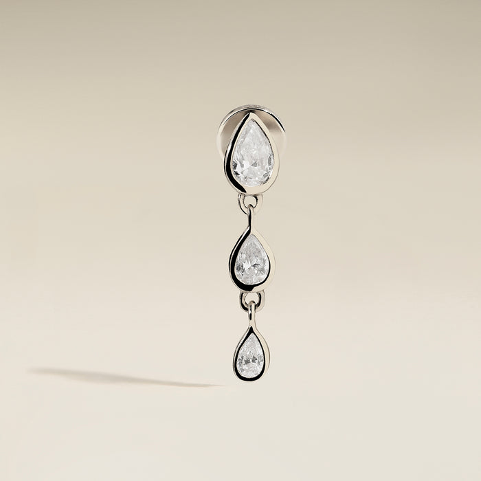 Diamond Pear Drop Stud in Solid White Gold-Astrid &amp; Miyu