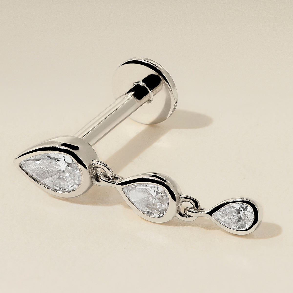 Diamond Pear Drop Stud in Solid White Gold-Astrid &amp; Miyu
