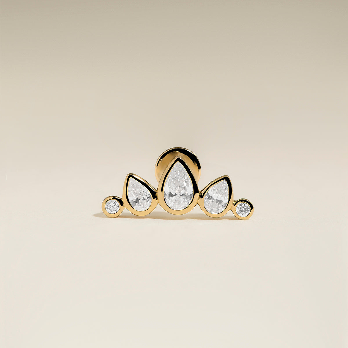 Diamond Pear Curved Piercing Stud in Solid Gold-Astrid &amp; Miyu